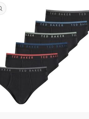 Ted Baker Black Briefs 6-Pack with Multi-Accent Waistbands